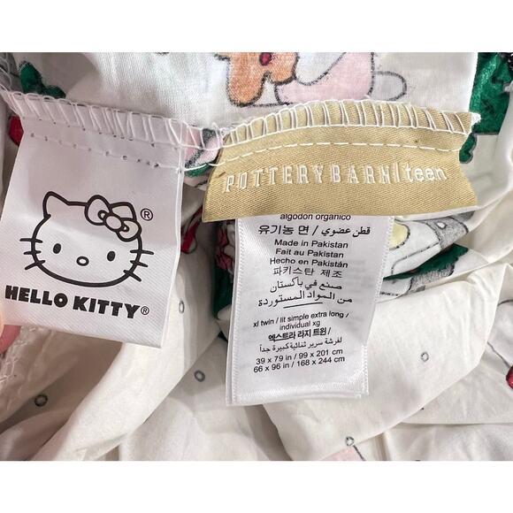 NEW Pottery Barn Teen Hello Kitty Christmas TWIN Organic Cotton Sheet Set Winter - Picture 4 of 5